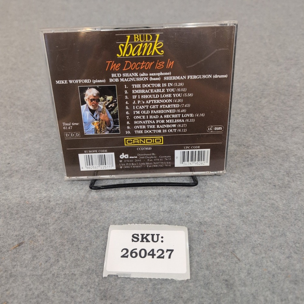 Bud Shank The Doctor Is In CD Jazz Candid Records CCD79520 Alto Saxophone Mike - Picture 2 of 2
